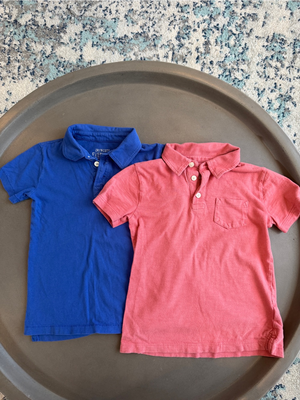 Crewcuts Boys Polo Shirt Bundle Size 4-5 Blue & Coral Pink Short Sleeve